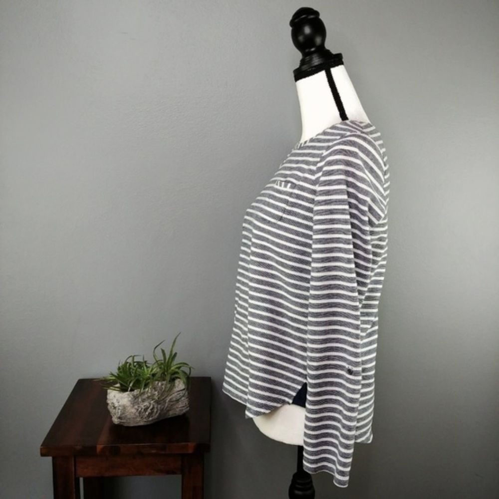 Land's End Navy Striped Sailor Top w/Pocket Sz XS - Picture 6 of 8